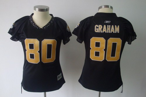 Saints #80 Jimmy Graham Black Women's Field Flirt Stitched NFL Jersey - Click Image to Close